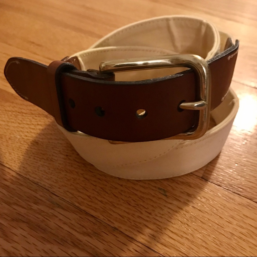 Brooks Brothers Canvas Leather Woven Preppy Belt- 40